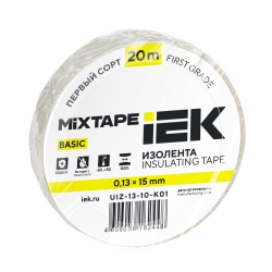 MIXTAPE BASIC Изолента 0,13х15мм белая 20м IEK