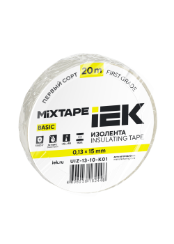 MIXTAPE BASIC Изолента 0,13х15мм белая 20м IEK