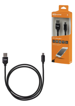 Дата-кабель, ДК 7, USB - micro USB, 1 м, тканевая оплетка, черный, TDM
