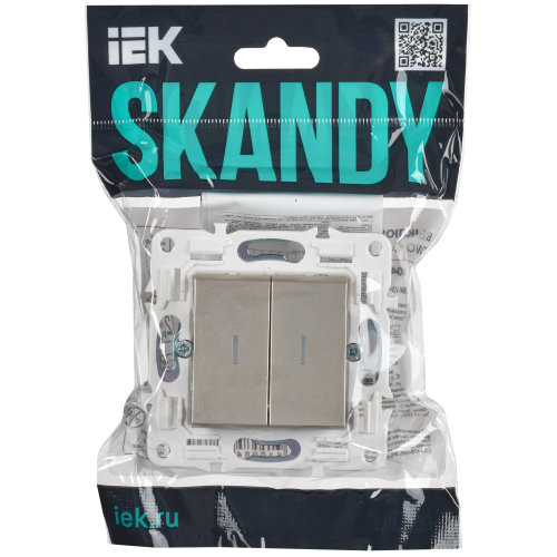 SKANDY Выключатель 2-клавишный с индикацией 10А SK-V09Sh шампань IEK