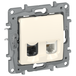 IEKETIKA Розетка двойная RJ11+RJ45 кат.5E UTP 6723521 слоновая кость IEK