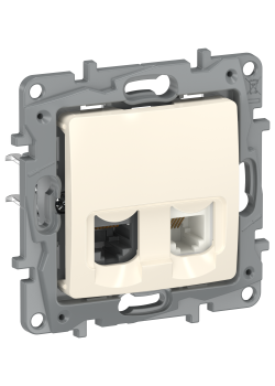 IEKETIKA Розетка двойная RJ11+RJ45 кат.5E UTP 6723521 слоновая кость IEK