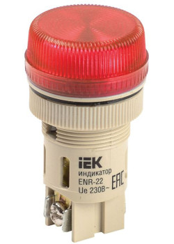 Лампа светосигнальная ENR-22 d22мм 240В красн. цилиндр неон IEK BLS40-ENR-K04