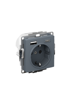 ATLASDESIGN РОЗЕТКА 16А c 2 USB A+C, 5В/2,4А/3,0А, 2х5В/1,5А, механизм, ГРИФЕЛЬ