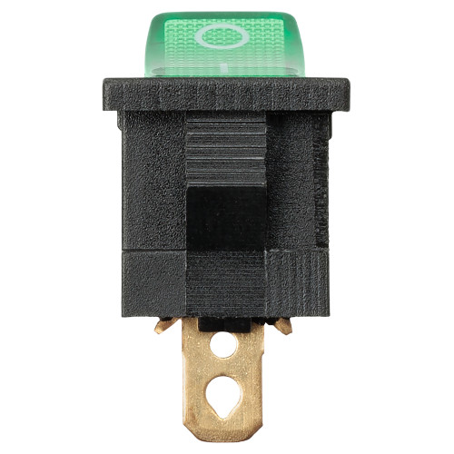 Выключатель клавишный KCD1-101N 12В AC/DC, 1P, 15А, (3с), ON-OFF, черный корпус, зеленая клавиша с LED подсветкой, Mini TDM Выключатель клавишный KCD1-101N 12В AC/DC, 1P, 15А, (3с), ON-OFF, черный корпус, зеленая клавиша с LED подсветкой, Mini TDM