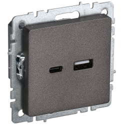 BRITE Розетка USB A+C 18Вт РЮ11-1-БрТБ темная бронза IEK
