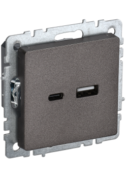 BRITE Розетка USB A+C 18Вт РЮ11-1-БрТБ темная бронза IEK
