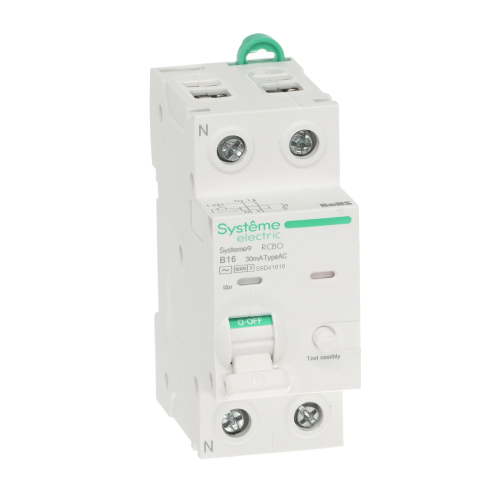 Systeme9 Авт. выкл. диф. тока (АВДТ) 1P+N B 16A 6kA 30мА Тип-AC 230В Systeme9 Авт. выкл. диф. тока (АВДТ) 1P+N B 16A 6kA 30мА Тип-AC 230В