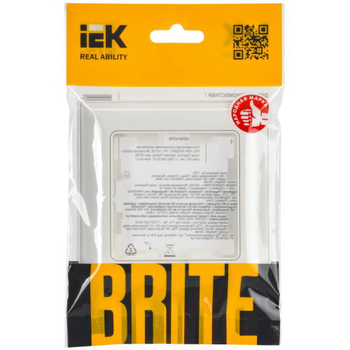 BRITE Рамка 1-местная РУ-1-Бр белый/белый IEK