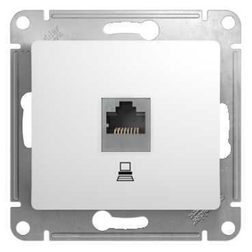 GLOSSA РОЗЕТКА компьютерная RJ45 кат. 5e, механизм, БЕЛЫЙ
