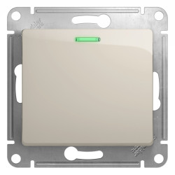 GLOSSA 1-клавишный ПЕРЕКЛЮЧАТЕЛЬ с подсветкой, сх.6а, 10AX, механизм, МОЛОЧНЫЙ