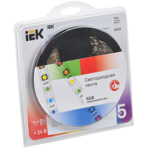 Лента светодиодная 5м LSR-5050RGB60-14,4-IP20-24В IEK Лента светодиодная 5м LSR-5050RGB60-14,4-IP20-24В IEK