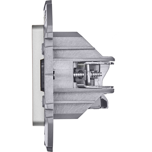 INSPIRIA Розетка компьютерная двойная RJ45 категория 5Е UTP алюминий INSPIRIA Розетка компьютерная двойная RJ45 категория 5Е UTP алюминий
