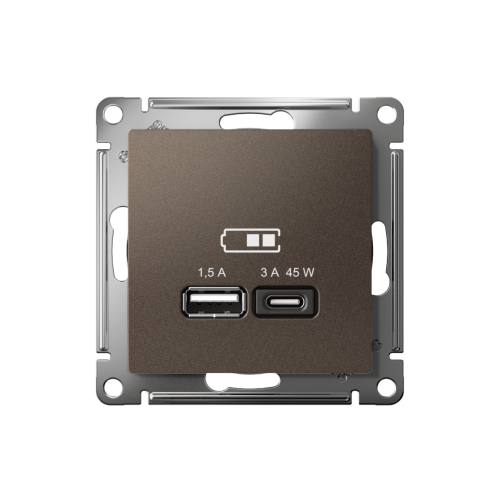 ATLASDESIGN USB РОЗЕТКА A + тип-C 45Вт высокоскор.заряд. QC, PD, механизм, МОККО ATLASDESIGN USB РОЗЕТКА A + тип-C 45Вт высокоскор.заряд. QC, PD, механизм, МОККО