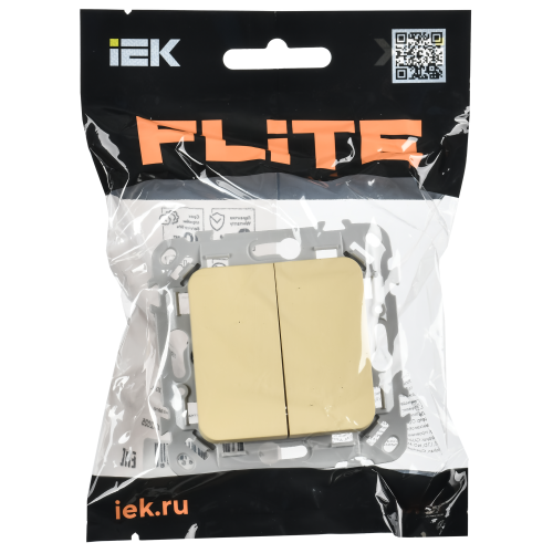 FLITE Выключатель 2-клавишный 10А ВС12-1-0-ФлН навахо IEK