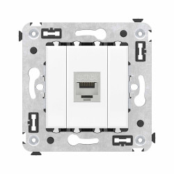 Компьютерная розетка RJ-45 без шторки в стену, кат.6A одинарная  экранированная, Avanti, белое облако