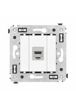 Компьютерная розетка RJ-45 без шторки в стену, кат.6A одинарная  экранированная, Avanti, белое облако