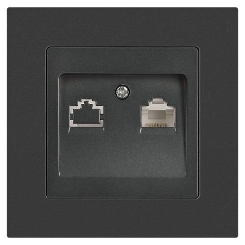 Розетка компьютерная 1-м СП Accent 6-303-07 RJ45 IP20 графит Intro Б0063638 Розетка компьютерная 1-м СП Accent 6-303-07 RJ45 IP20 графит Intro Б0063638