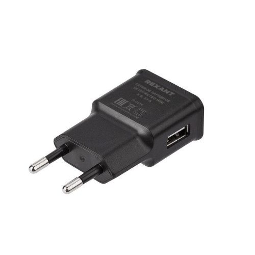 Устройство зарядное сетевое USB 5В 2.1A черн. Rexant 16-0274