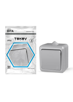 Выключатель 1-кл. ОП Dita IP54 10А 250В сер. TOKOV ELECTRIC TKL-DT-V1-C06-IP54