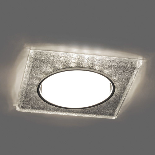 Светильник встраиваемый с белой LED подсветкой Feron CD4040 потолочный GX53 без лампы, серебро, хром Светильник встраиваемый с белой LED подсветкой Feron CD4040 потолочный GX53 без лампы, серебро, хром