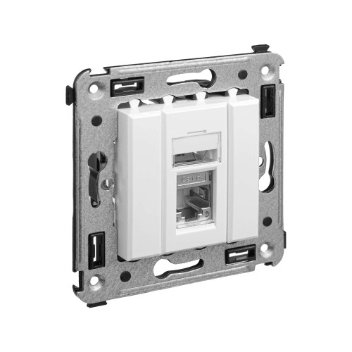 Компьютерная розетка RJ-45 в стену, кат.6 одинарная экранированная, Avanti, белое облако