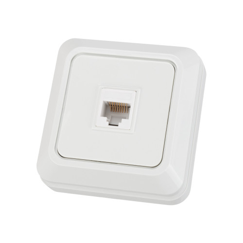 Розетка компьютерная (RJ-45) открытой установки IP20, белая Розетка компьютерная (RJ-45) открытой установки IP20, белая