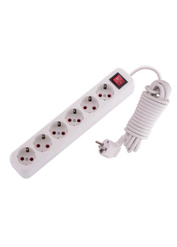Удлинитель 6х5м с заземл. 16А IP20 Lila с выкл. LEZARD 720-0605-602