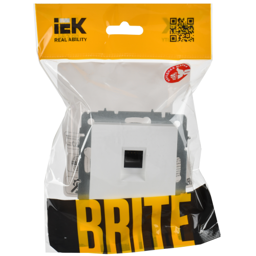 BRITE Розетка компьютерная RJ45 кат.5E РК10-БрАБ арктический белый IEK