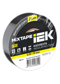 MIXTAPE PRO Изолента 0,15х19мм черная 25м IEK