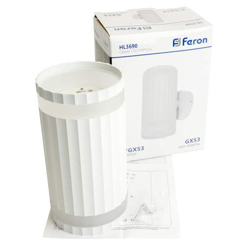 Светильник настенный Feron HL3690 OLYMPUS 12W, 230V, 2*GX53, белый IP20 Светильник настенный Feron HL3690 OLYMPUS 12W, 230V, 2*GX53, белый IP20