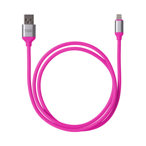 Дата-кабель, ДК 21, USB - Lightning, 1 м, силиконовая оплетка, розовый, TDM Дата-кабель, ДК 21, USB - Lightning, 1 м, силиконовая оплетка, розовый, TDM