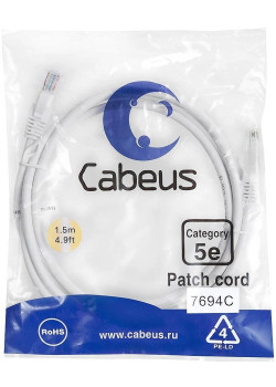 Cabeus PC-UTP-RJ45-CAT.5E-1.5M-WH