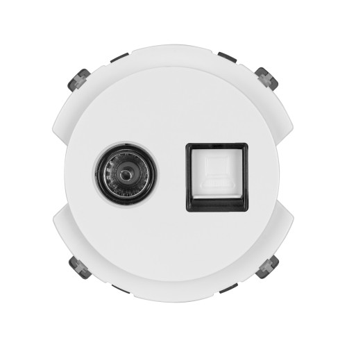 Розетка компьютерная RJ45 + TV розетка оконечная белая, Розетка компьютерная RJ45 + TV розетка оконечная белая,