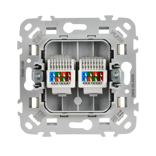 FLITE Розетка 2-местная компьютерная RJ45 категория 5Е UTP РК5е-2-0-ФлСл сливочный IEK
