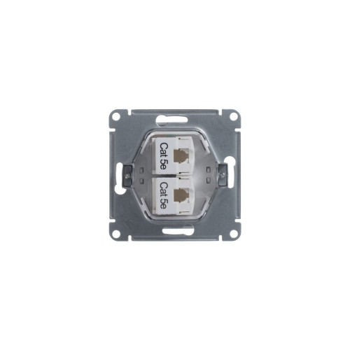 GLOSSA РОЗЕТКА двойная компьютерная RJ45+RJ45 кат. 5e, механизм, БЕЛЫЙ