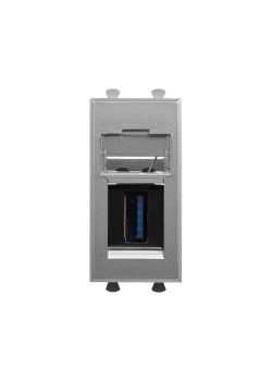 USB 3.0 розетка модульная, тип А-А, Avanti, закаленная сталь, 1 модуль