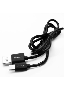 Кабель USB-Type C 2А 1м зарядка + передача данных черн. (пакет) ERGOLUX 15089