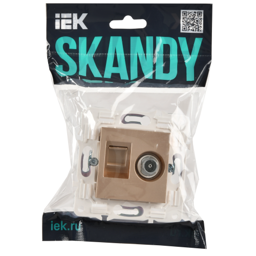 SKANDY Розетка двойная TV+RJ45 кат.6 SK-A15Sa песочный IEK SKANDY Розетка двойная TV+RJ45 кат.6 SK-A15Sa песочный IEK