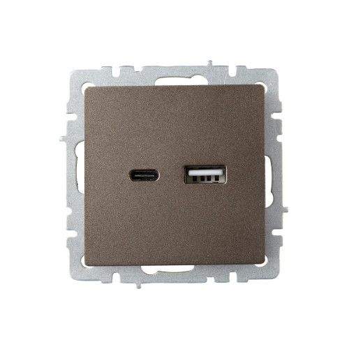 BRITE Розетка USB A+C 18Вт РЮ11-1-БрТБ темная бронза IEK BRITE Розетка USB A+C 18Вт РЮ11-1-БрТБ темная бронза IEK