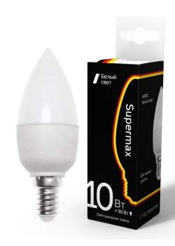 Лампа светодиодная Supermax 10Вт свеча E14 230В 4000К КОСМОС Sup_LED10wCNE1440