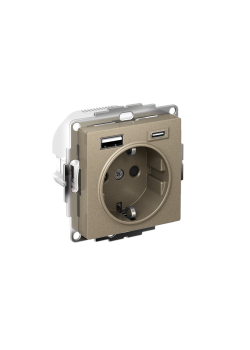 ATLASDESIGN РОЗЕТКА 16А c 2 USB A+C, 5В/2,4А/3,0А, 2х5В/1,5А, механизм, ШАМПАНЬ