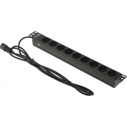 Блок распределения питания Lanmaster TWT-PDU19-10A9P4-3.0 гор.размещ. 9xSchuko базовые 10A C14 3м