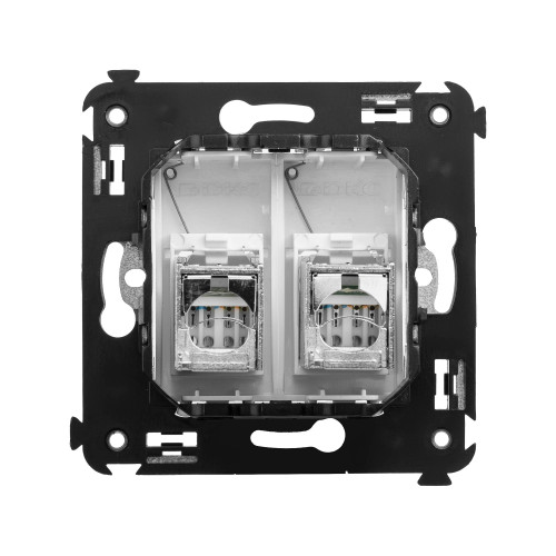Компьютерная розетка RJ-45 в стену, кат.6 двойная экранированная, Avanti, белое облако