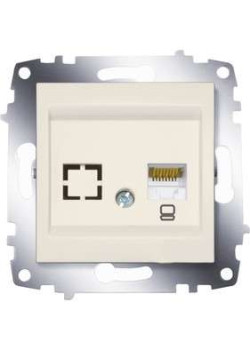 Розетка компьютерная 1-м Cosmo RJ45 кат.6 + гнездо механизм крем. ABB 619-010300-247
