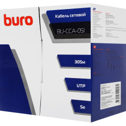 Кабель сетевой Buro BU-CCA-051 UTP 4 пары cat.5E solid 0.51мм CCA 305м серый
