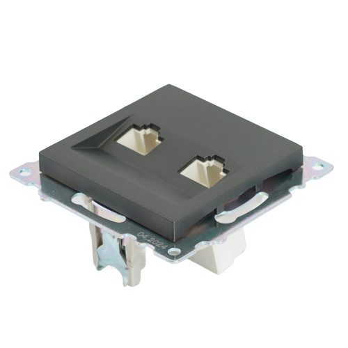 Розетка компьютерная 2-местная RJ-45 (механизм) STEKKER GLS00-7109-06 , серия Катрин, графит Розетка компьютерная 2-местная RJ-45 (механизм) STEKKER GLS00-7109-06 , серия Катрин, графит