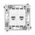 Компьютерная розетка RJ-45 без шторки в стену, кат.5е двойная, Avanti, белое облако Компьютерная розетка RJ-45 без шторки в стену, кат.5е двойная, Avanti, белое облако
