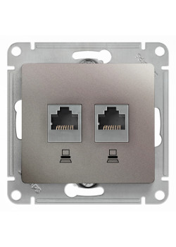 GLOSSA РОЗЕТКА двойная компьютерная RJ45+RJ45 кат. 5e, механизм, ПЛАТИНА