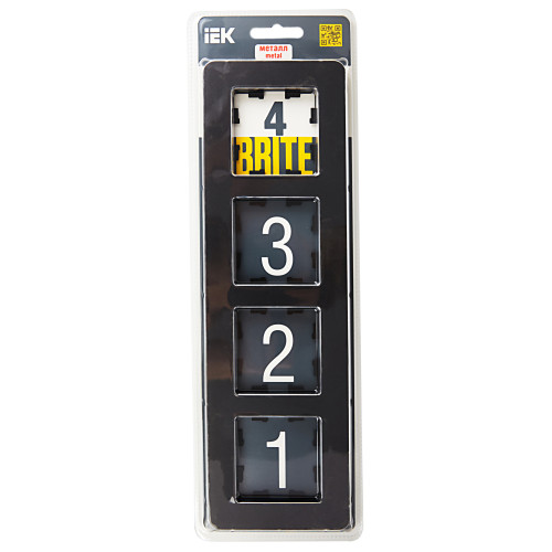 BRITE Рамка 4-местная РУ-4-1-Бр металл черный RE IEK